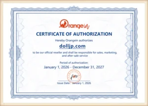 Orangein authorization certificate for dolljp.com, valid 2026-01-01 to 2027-12-31
